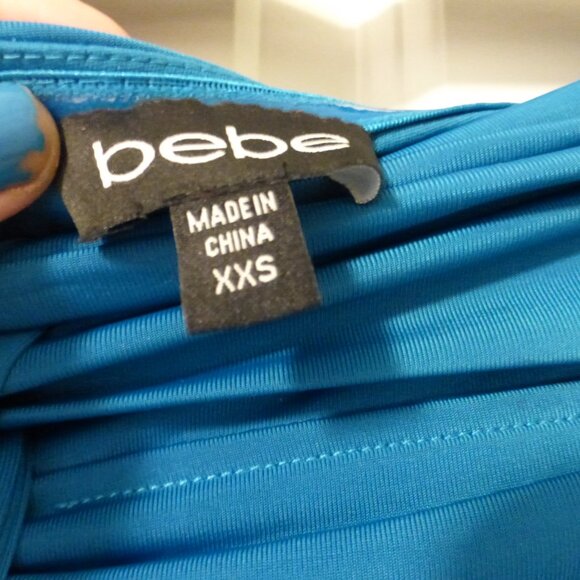 BEBE Blue twist detail ruched strapless tube dress - Picture 5 of 8